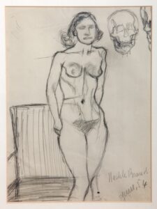 rachele bianchi, il nudo e i teschi, 1954, matita su carta